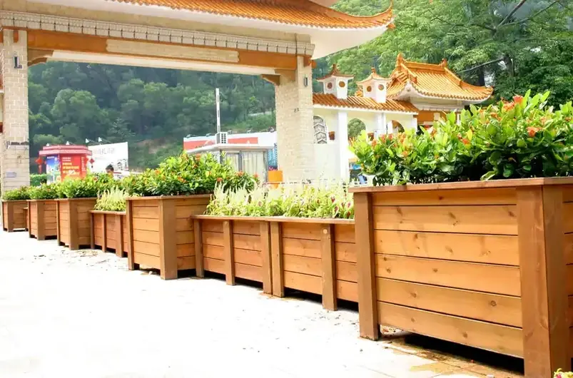 深圳园林风格仿古水车:景区商业街防腐木景观花架设计 重庆源头厂家 实拍图