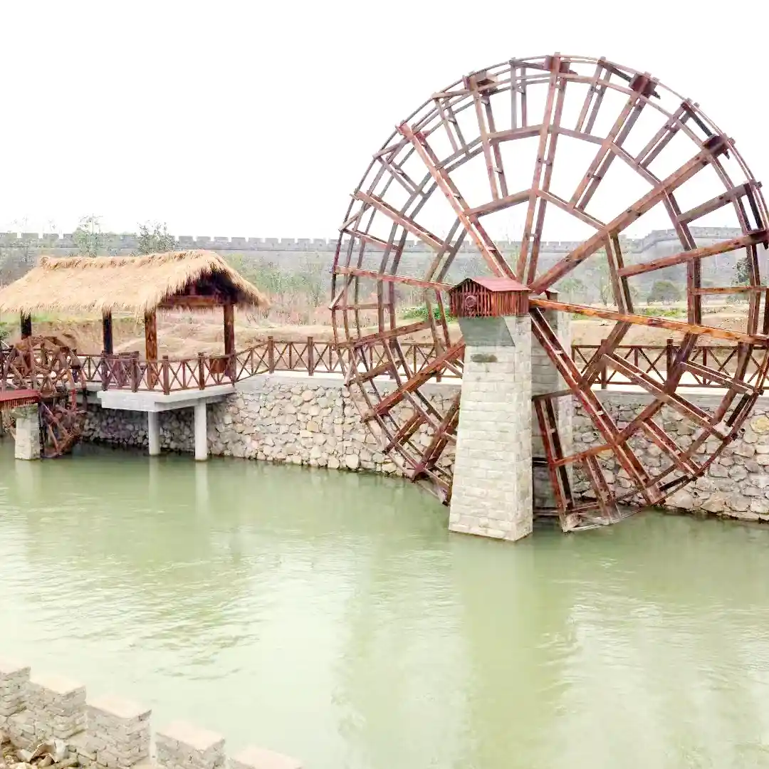 Chinese Traditional Antique Landscape Waterwheel Ancient Farmland Irrigation Tools Municipal Garden Landscape Chinatown