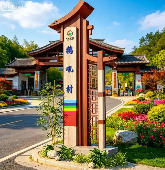 温州景区精神堡垒定制厂家｜复古效果研学旅行标识牌源头工厂