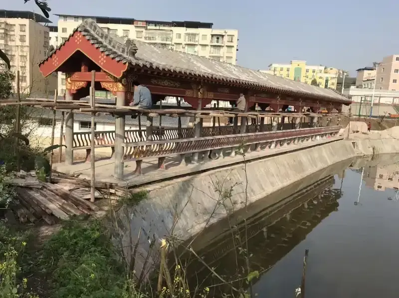 长沙古建长廊游廊厂家_中式仿古长廊游廊_景区古镇定制厂家