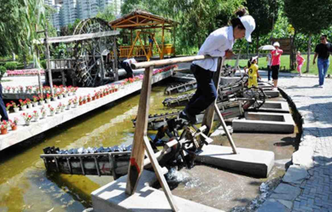 Hand-Crank Foot-Pedal Water Wheel Manufacturer | Interactive Educational Display Museum